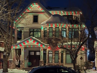 Holiday red and green home lighting